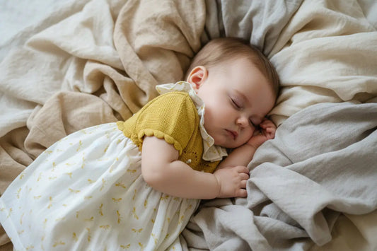 Vestido de Bebé Amarelo com Folho e Detalhe de Flores Alma de Ternura