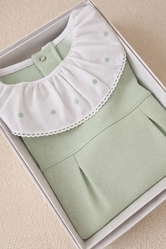 Babygrow Verde Seco com Gola Branca Alma de Ternura
