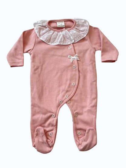 Babygrow Rosa Seco com Gola Branca Pura Ternura