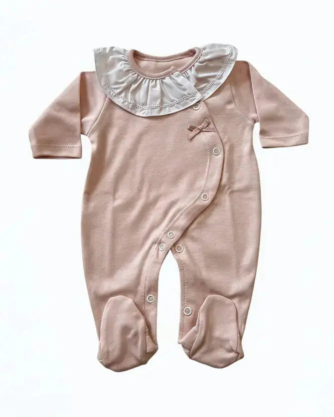 Babygrow Basic Lacinho Gola de Folho Branco Alma de Ternura