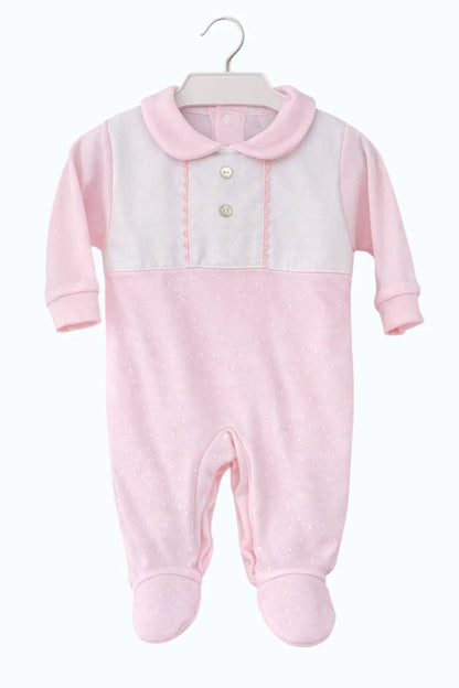 Babygrow Rosa com Faixa em Linho Alma de Ternura