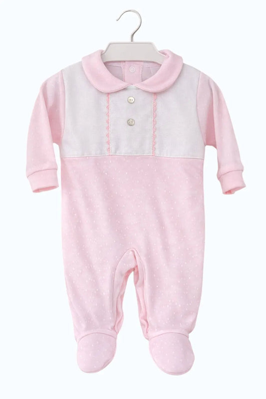 Babygrow Rosa com Faixa em Linho Alma de Ternura