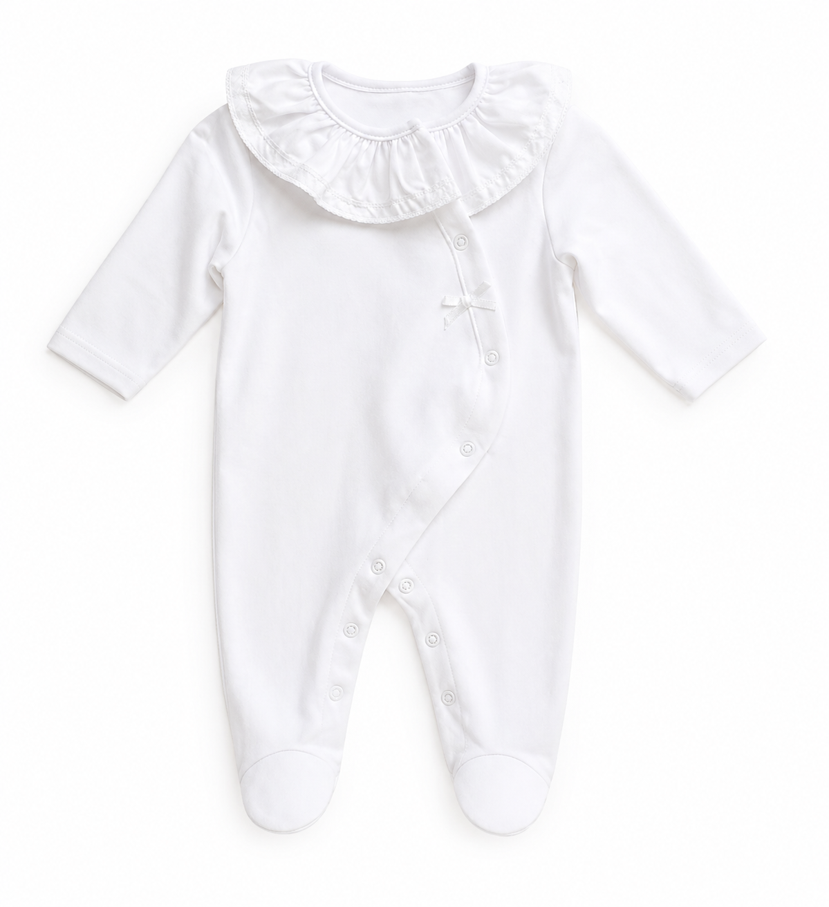 Babygrow Basic Lacinho Gola de Folho |  Branco Alma de Ternura