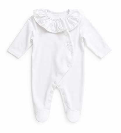 Babygrow Basic Lacinho Gola de Folho |  Branco Alma de Ternura