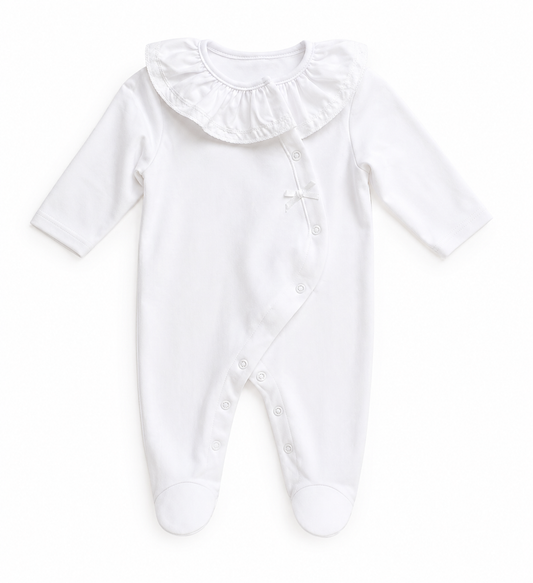 Babygrow Basic Lacinho Gola de Folho |  Branco Alma de Ternura