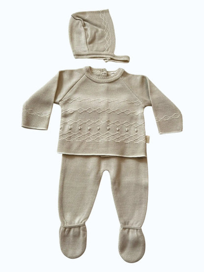 Conjunto de Bebé em Algodão – 3 Peças com Touca Alma de Ternura