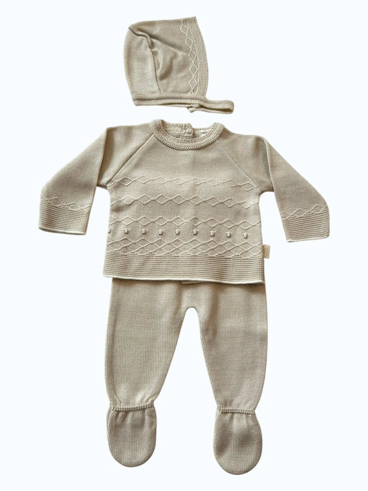 Conjunto de Bebé em Algodão – 3 Peças com Touca Alma de Ternura