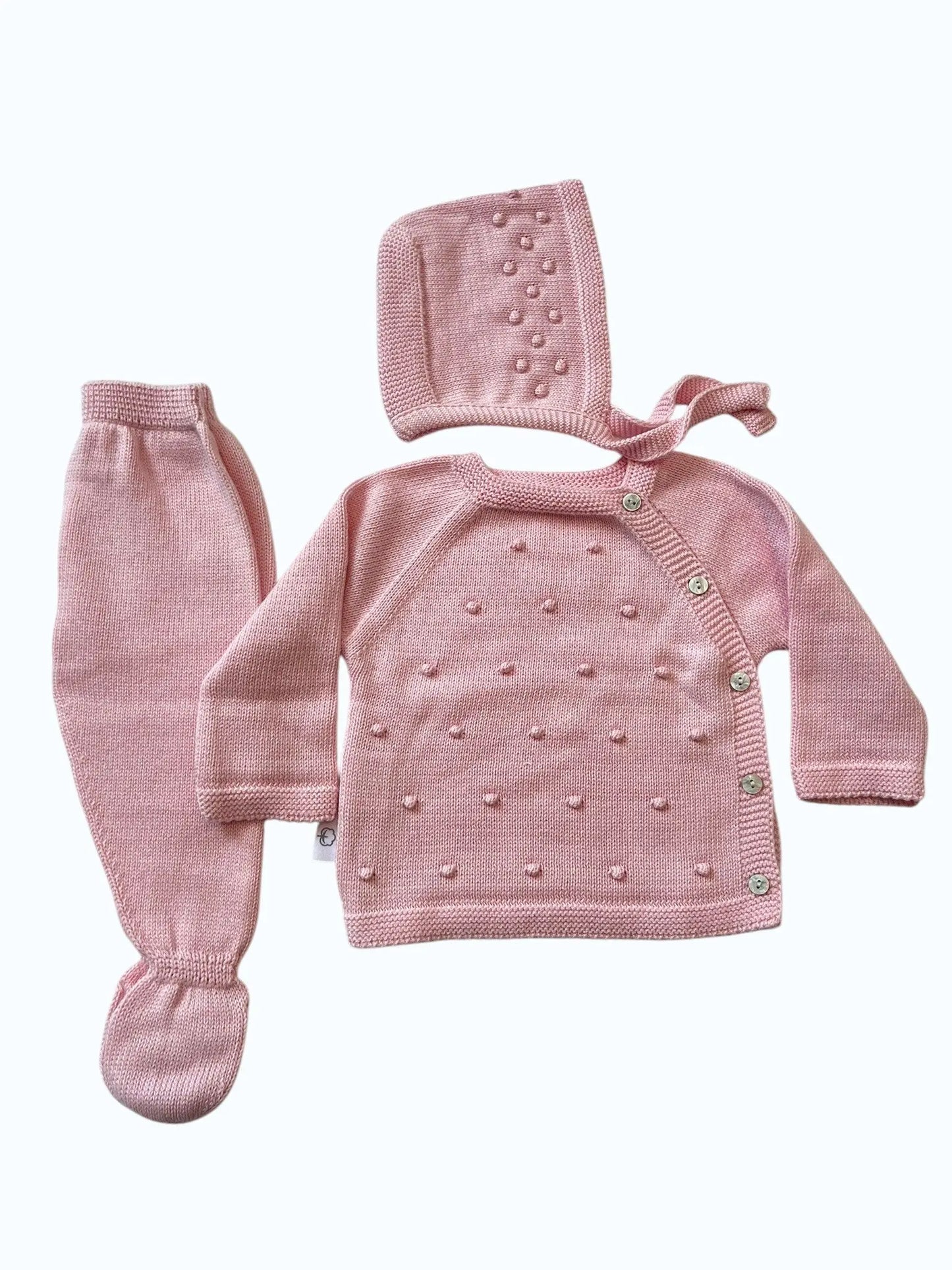 Conjunto de Malha Algodão Pompons com Touca Pura Ternura Baby