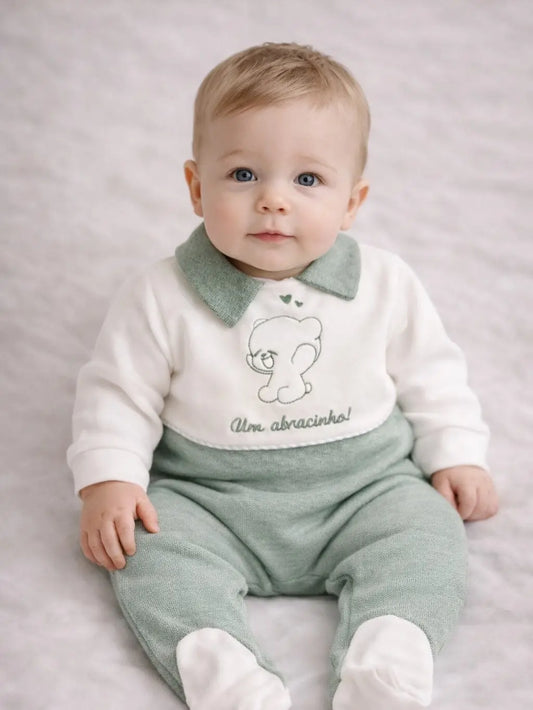 Babygrow com Gola em Bico e Ursinho Alma de Ternura