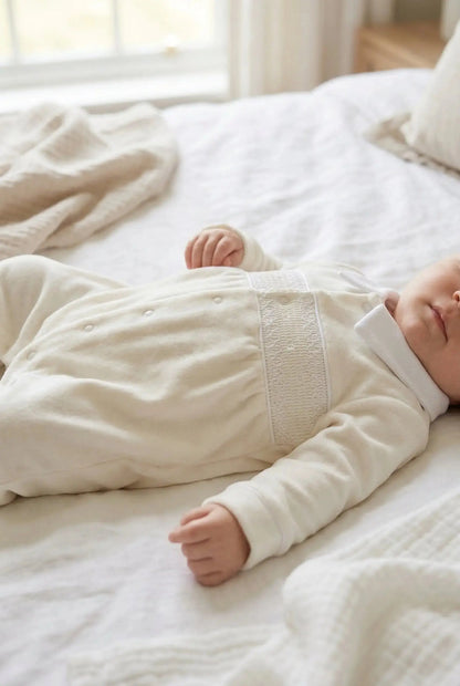 Babygrow Laminado com Gola Picket Cru alma de ternura
