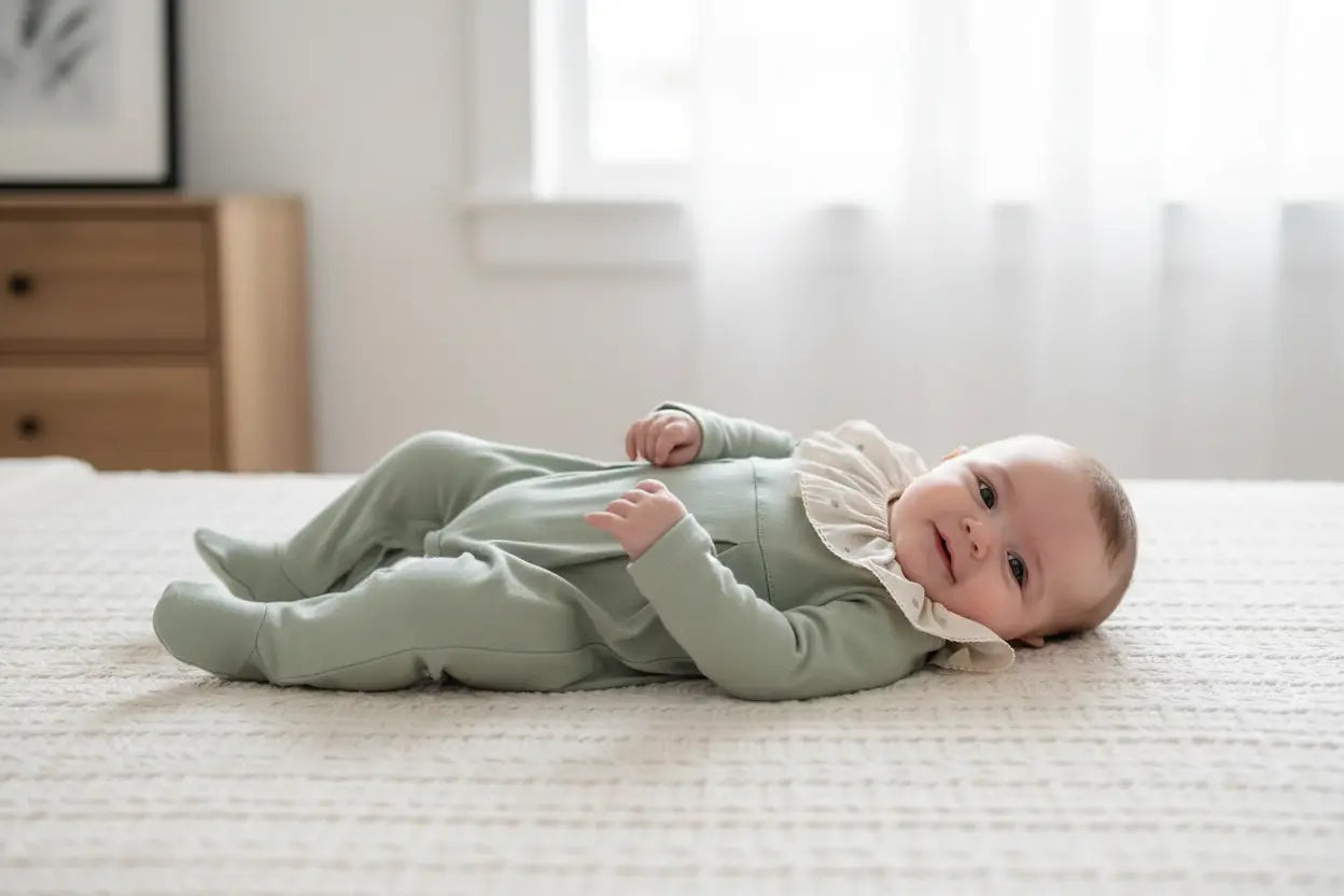 Babygrow Verde Seco com Gola Branca Alma de Ternura
