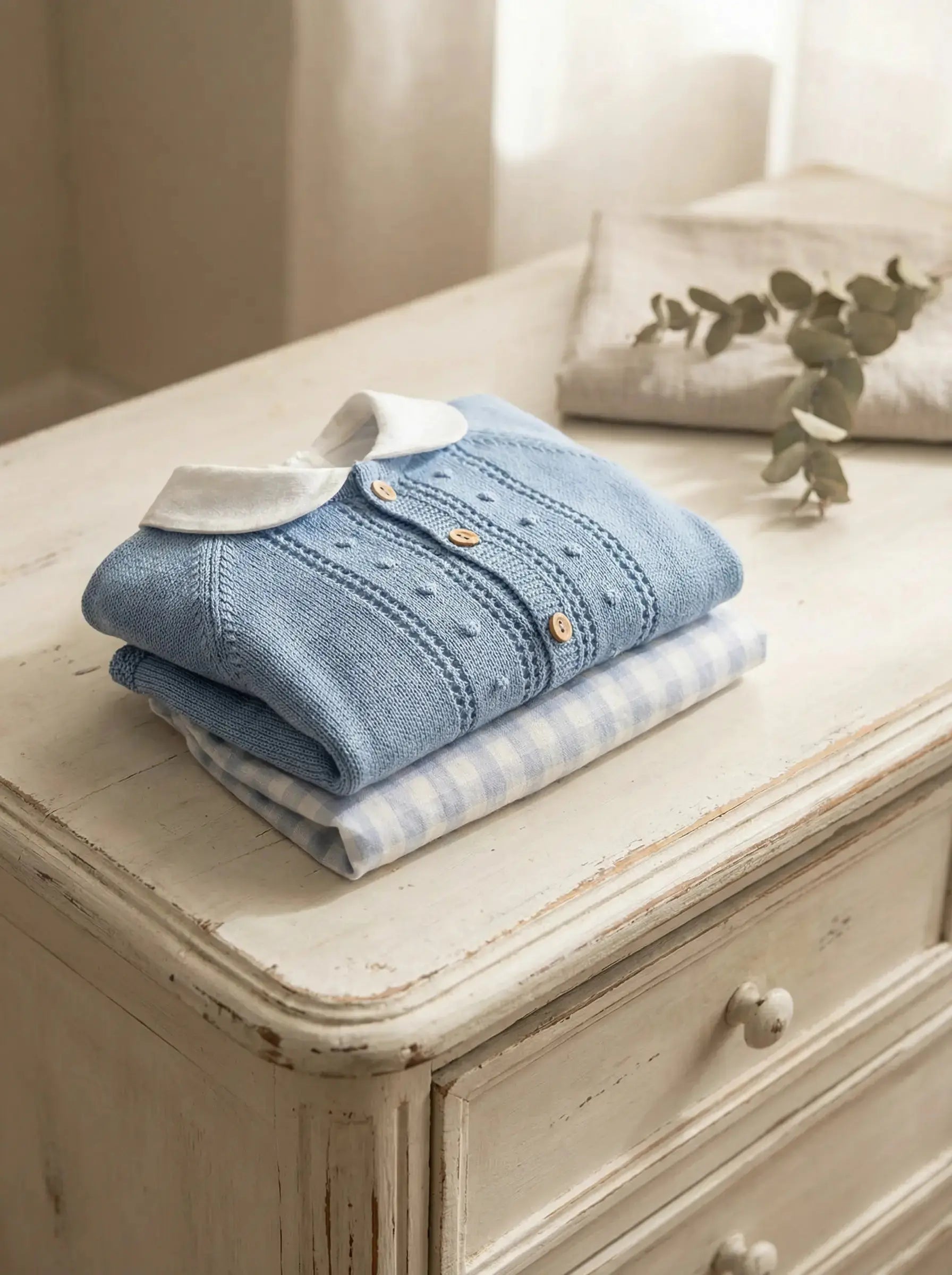 Conjunto de Algodão de bebe com Calção, Camisa e Casaco, dobrado