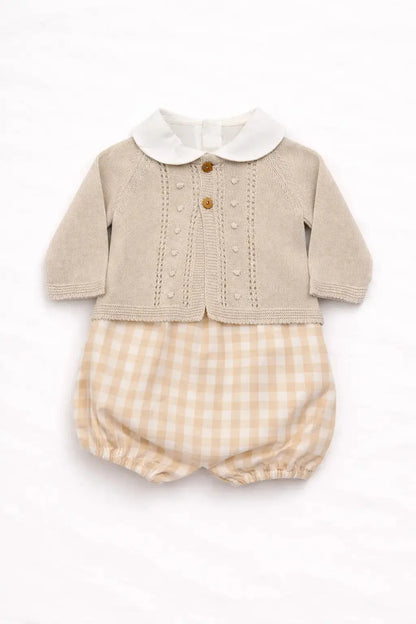 Conjunto de Algodão com Calção, Camisa e Casaco Pura Ternura Baby
