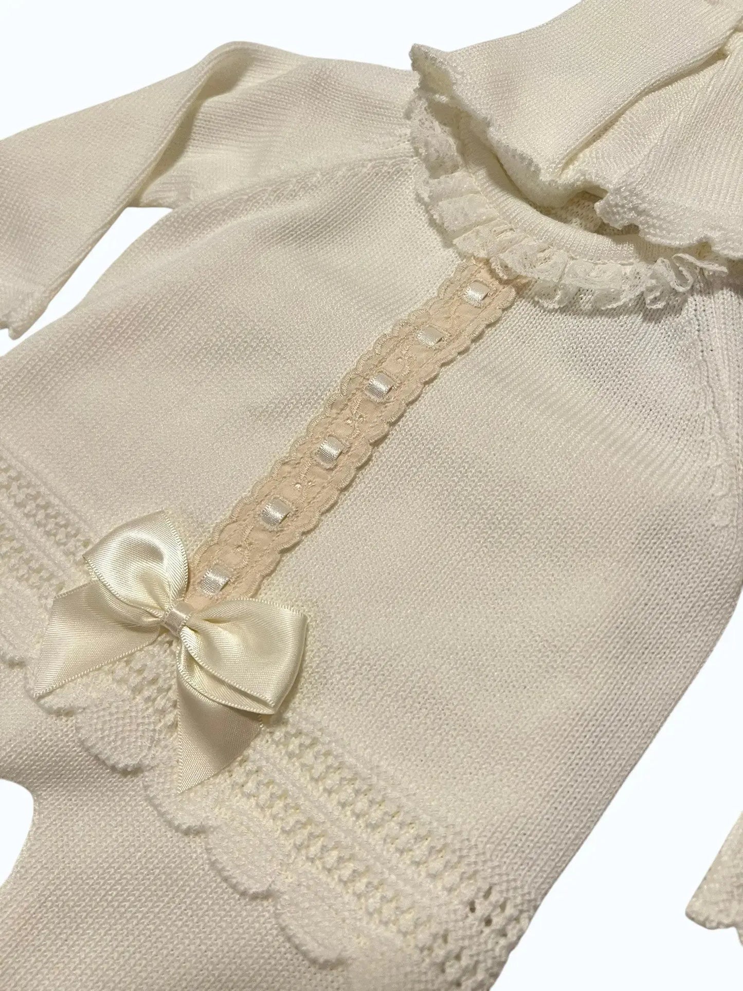 Conjunto de Bebé em Tricot com Touca, Calça e Camisola de Algodão (Primavera/Verão) Pura Ternura
