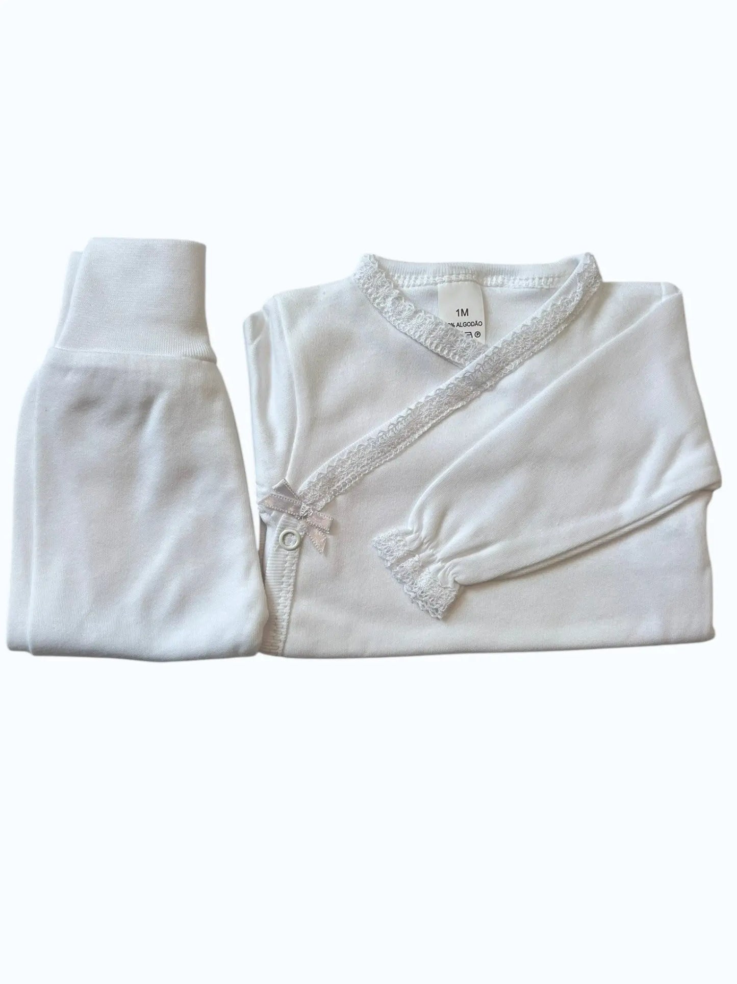 Conjunto Interior Body com Laço e Calças com Picueta Pura Ternura Baby