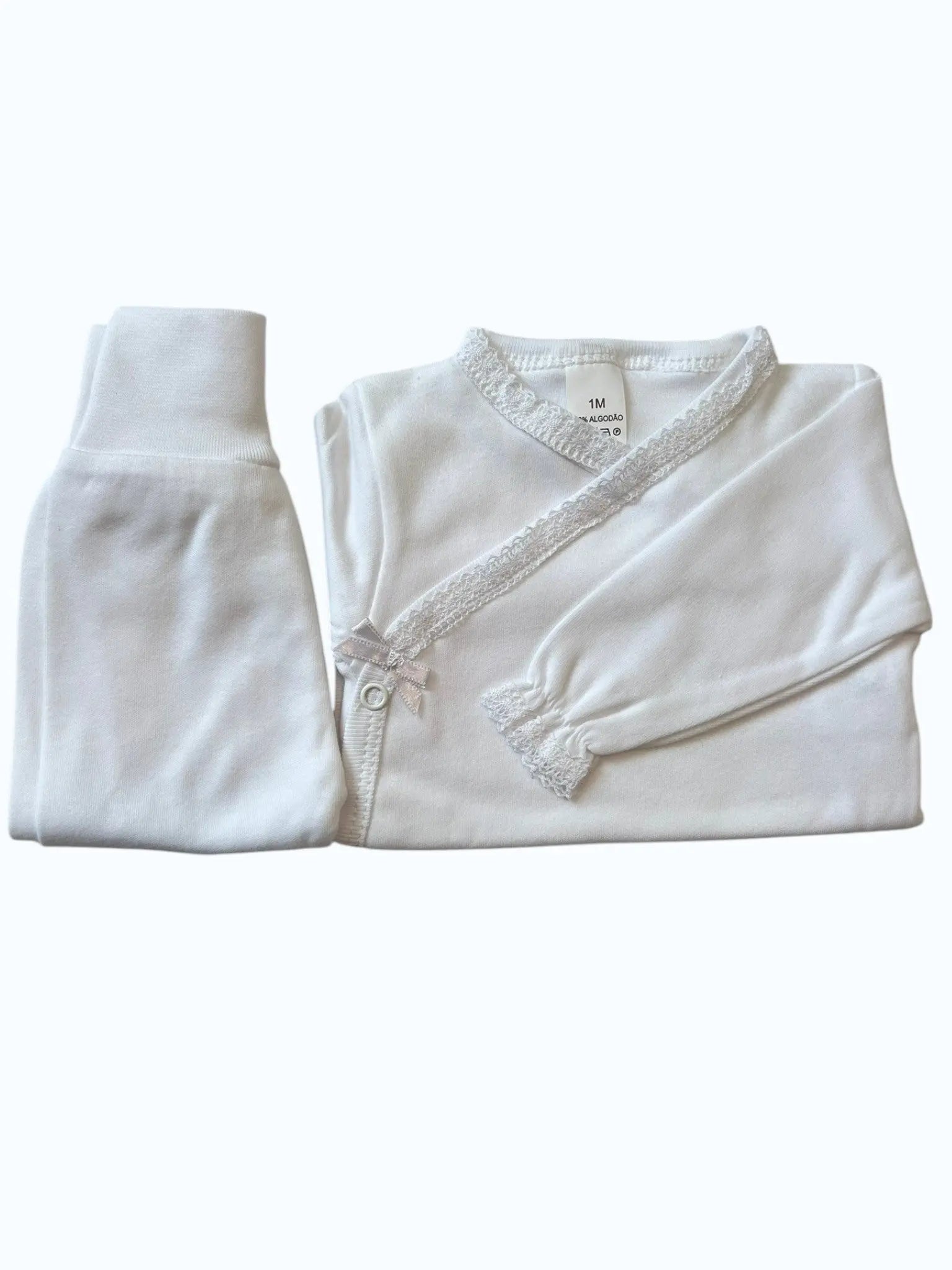 Conjunto Interior Body com Laço e Calças com Picueta Pura Ternura Baby