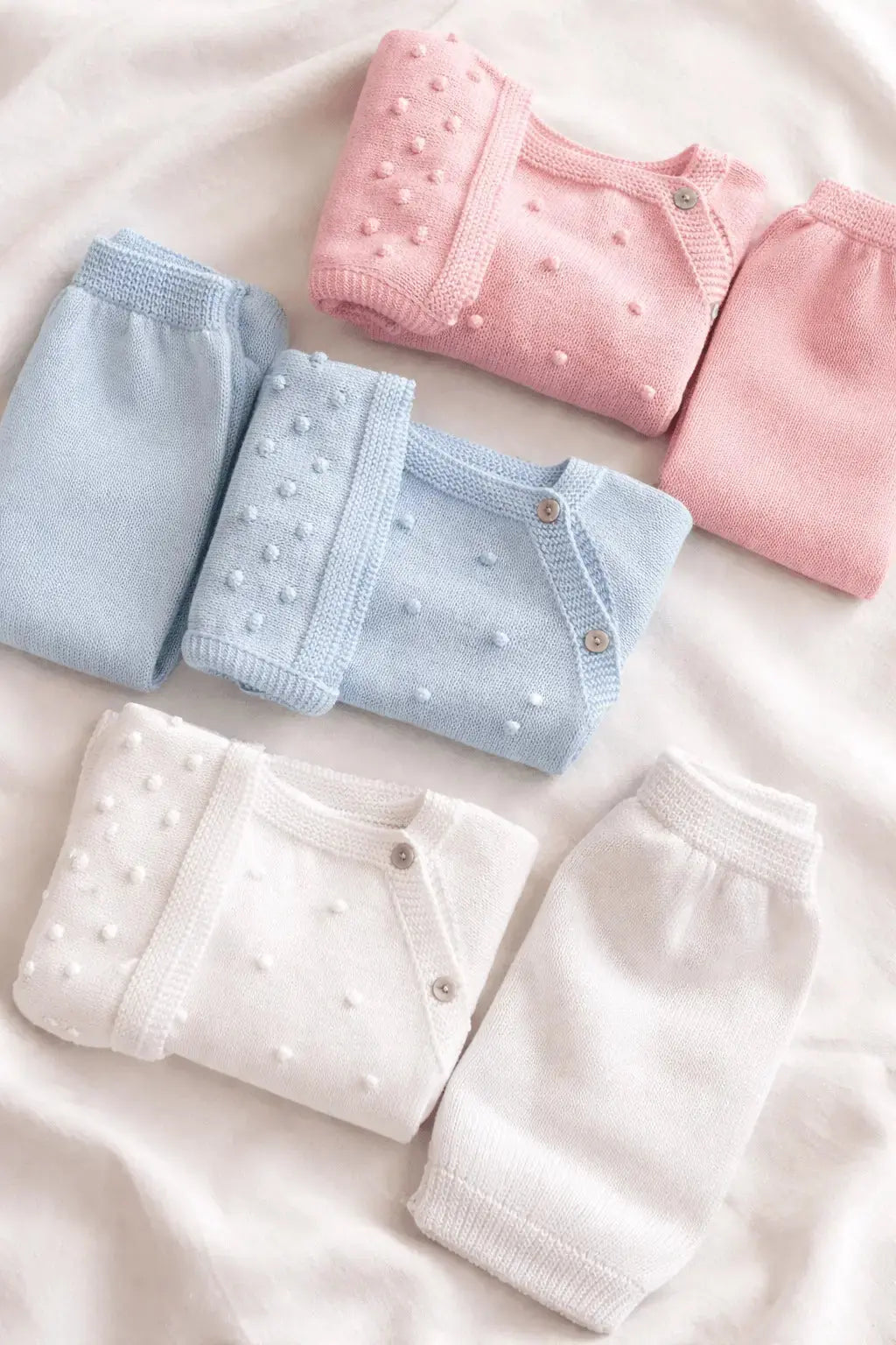 Conjunto de Malha Algodão Pompons com Touca Pura Ternura Baby