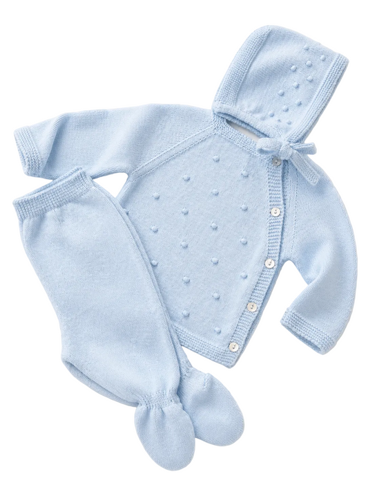 Conjunto de Malha Algodão Pompons com Touca Pura Ternura Baby